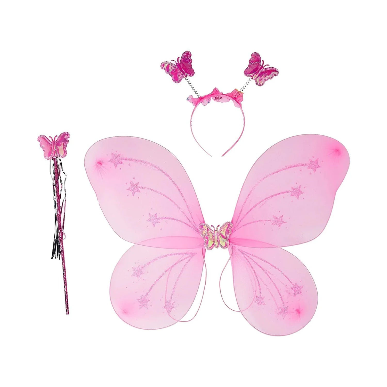 Baby Girl's Fairy Nylon Butterfly Wings Costume Butterfly Fairy Angel Wing| Wand And Hairband Multi- Color For Party (1pc) Baby Girl's Fairy Nylon Butterfly Wings Costume Butterfly Fairy Angel Wing| Wand And Hairband Multi- Color For Party (1pc)